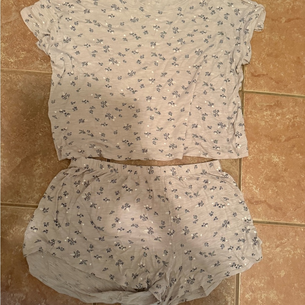 Old Navy Floral Print Sleepwear Set - White and Blue